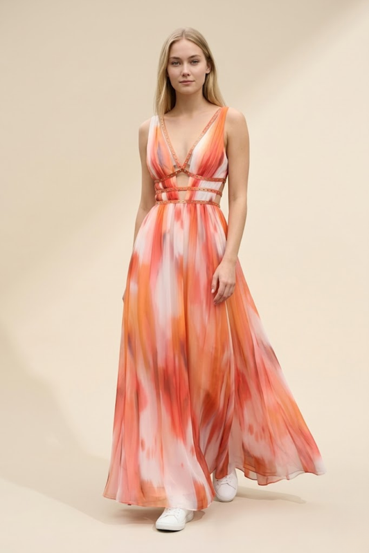 Sierra Women's Maxi Dress | Elegant A-Line with Diamond Embellishments - 2